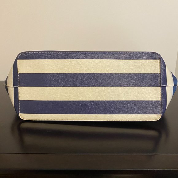 Kate Spade Tote Margareta Sawyer Street Blue and Ivory Stripe - Picture 8 of 9